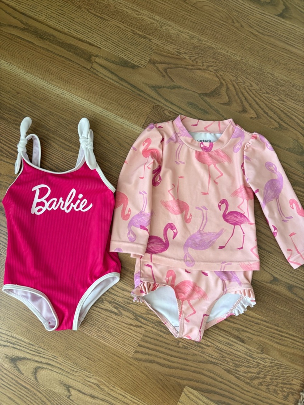 Lot of Mattel Barbie Pink & Carters Light Pink Baby Swim Top Set 12 month